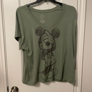 Disney Olive green Mickey Mouse T-shirt. Size large